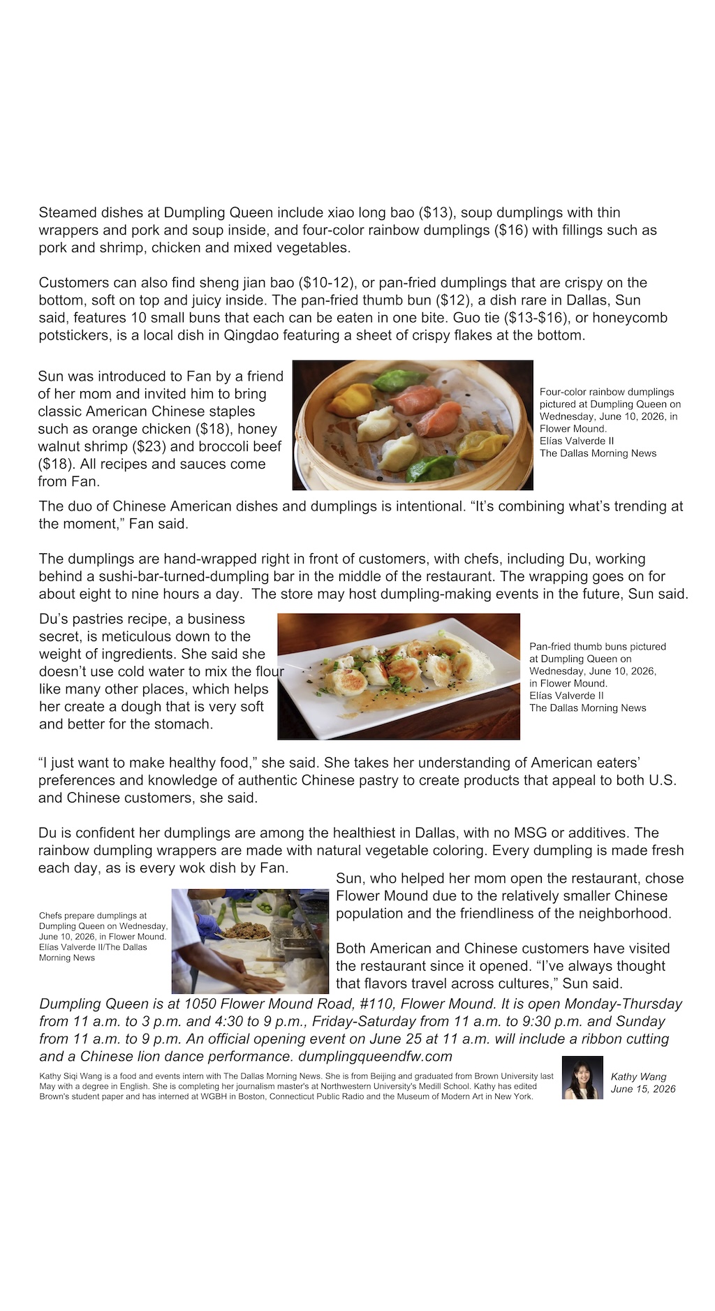 Dumpling Queen featured in The Dallas Morning News, page 2